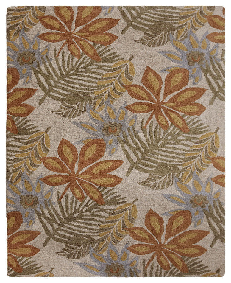 HAND TUFTED WOOL ECO-FRIENDLY AREA RUGS - Rectangle,Cream,Floral