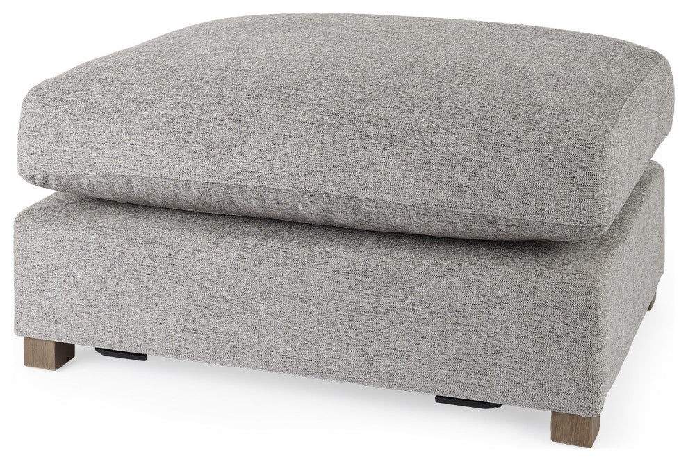 Gray Fabric Covered Half Ottoman