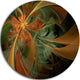 Symmetrical Orange Digital Fractal Flower, Floral Disc Artwork, 11"