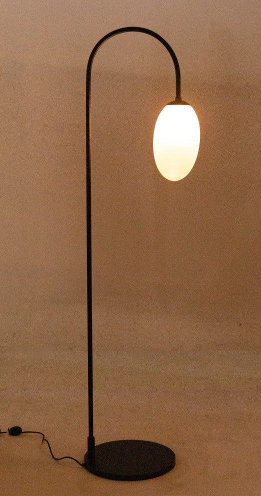 Swan Floor Lamp, Black Steel