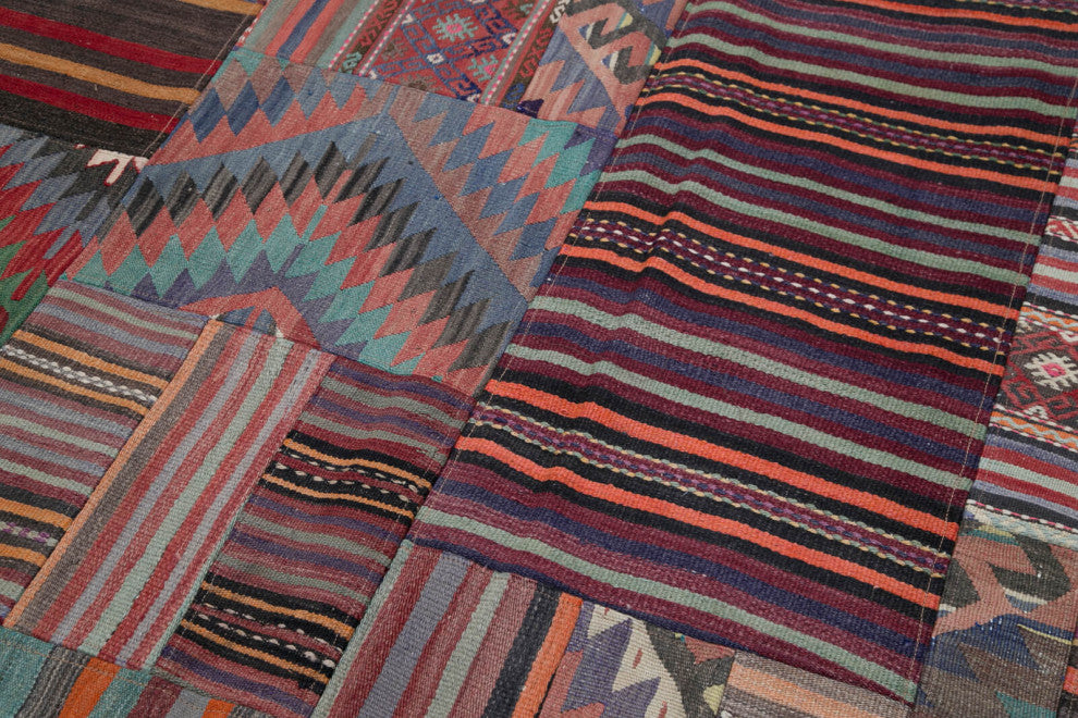 Rug N Carpet - Handmade Oriental 6' 8'' x 9' 10'' Tribal Patchwork Kilim Rug