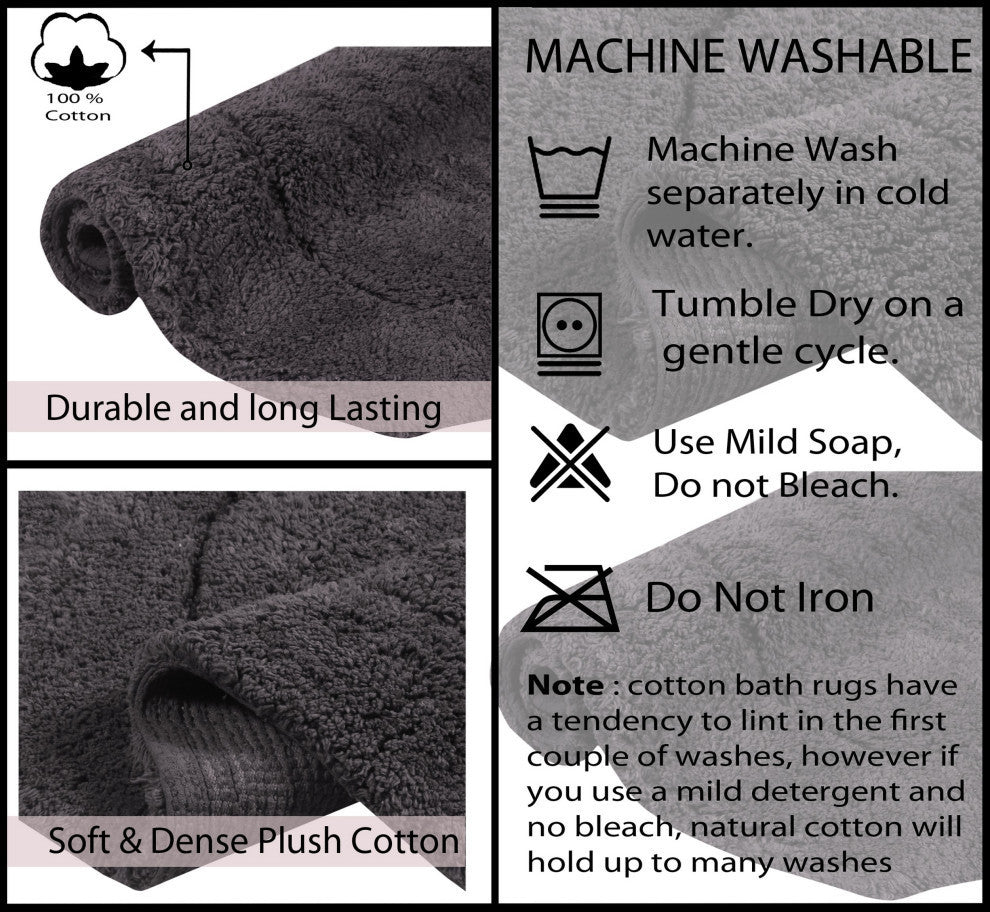 Waterford Absorbent Cotton and Machine washable Slice Rug, Gray