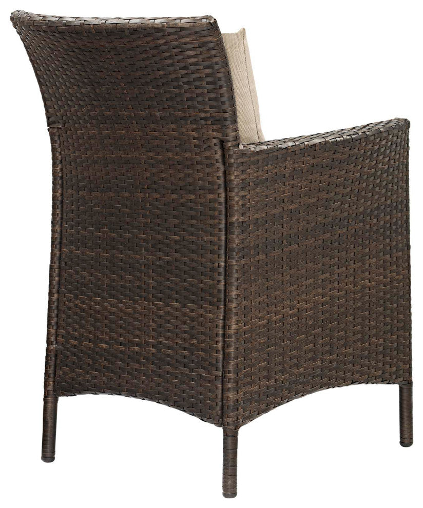 Brown Beige Conduit Outdoor Patio Wicker Rattan Dining Armchair