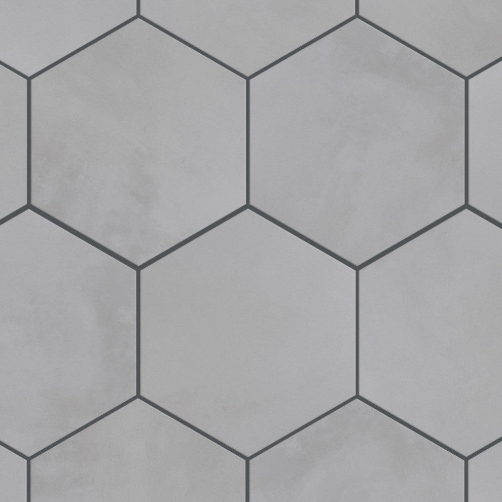 Industrial Hex Multi Mix Porcelain Floor and Wall Tile, White