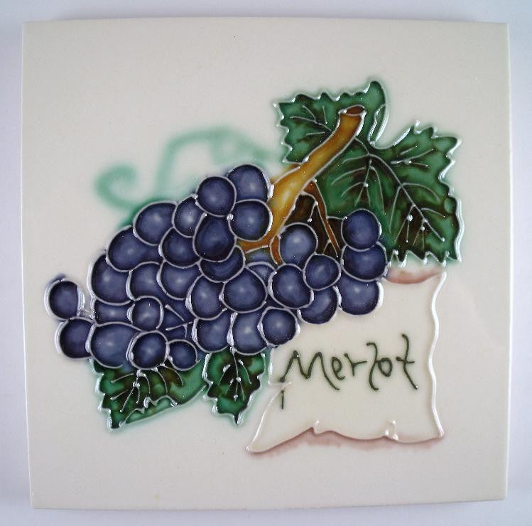 Merlot Wine Grapes Ceramic Tile Art Trivet