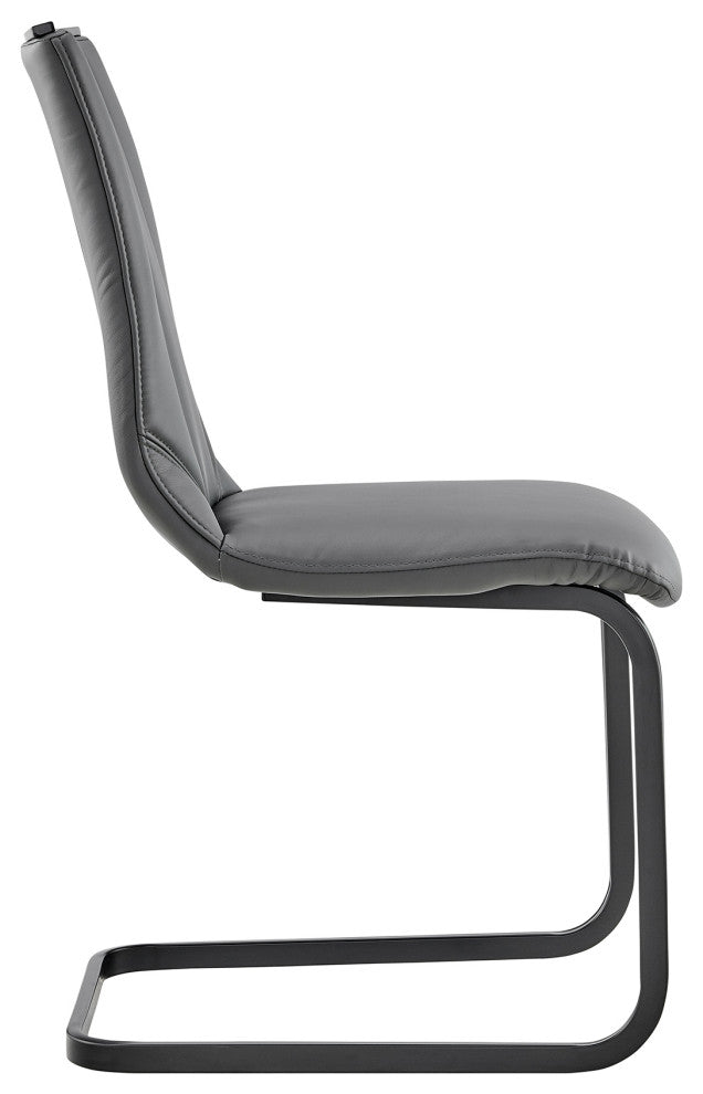 Pacific Gray Dining Room Accent Chair Set of 2, Gray Faux Leather and Black