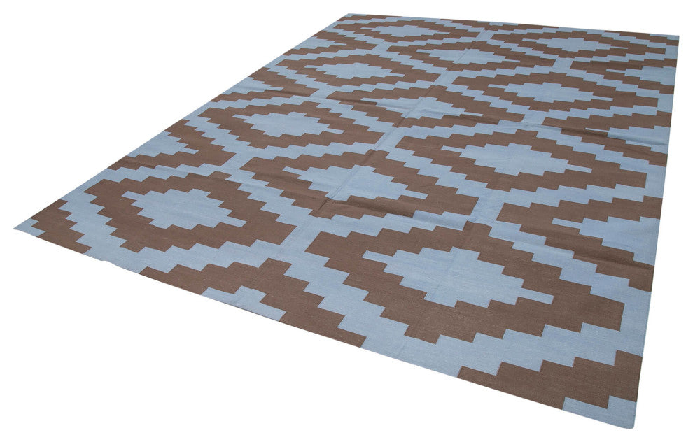 Rug N Carpet - Handmade Wool 9' 1'' x 11' 11'' Flatweave Dhurrie Kilim Rug