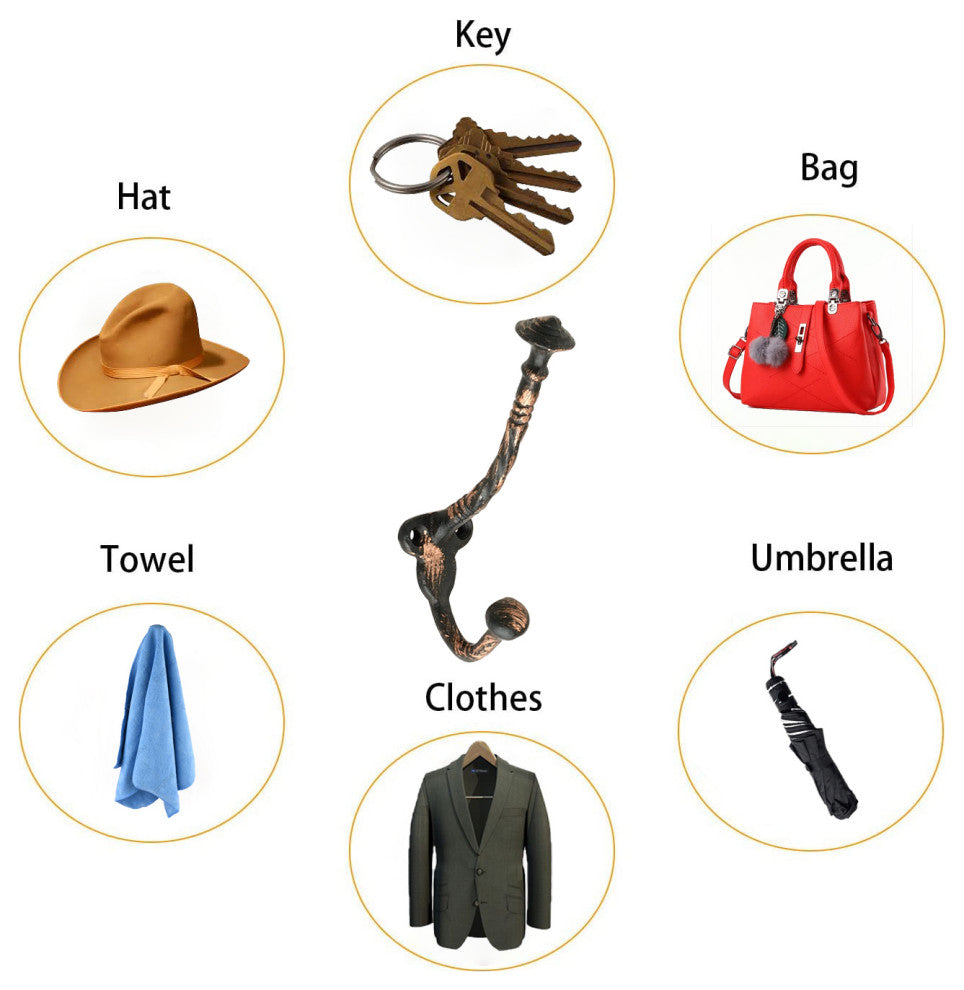 Heavy Duty Coat and Hat Hook, 5", Distressed Copper, Individual Hook, Hooks