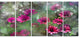Red and Pink Flowers on Green, Large Floral Canvas Artwork, 60"x28", 5 Panels