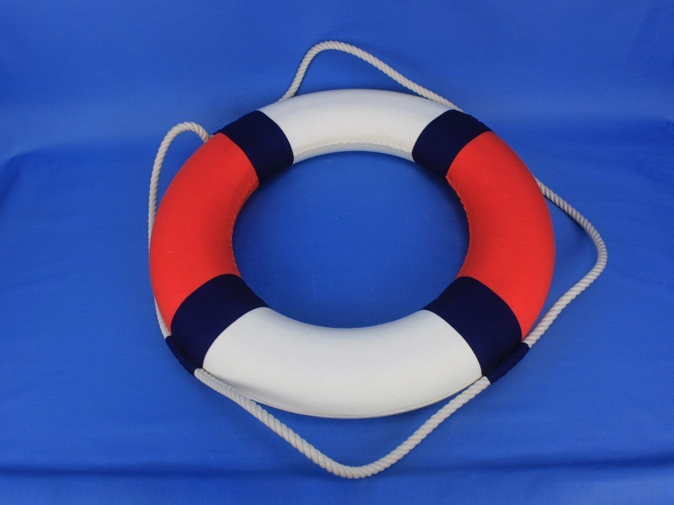 Lifering Life Preserver Decoration Nautical Bathroom Decor, White, 20", Patrioti