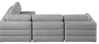 Beckham Linen Textured Fabric 4-Piece Modular L-Shaped Sectional, Grey