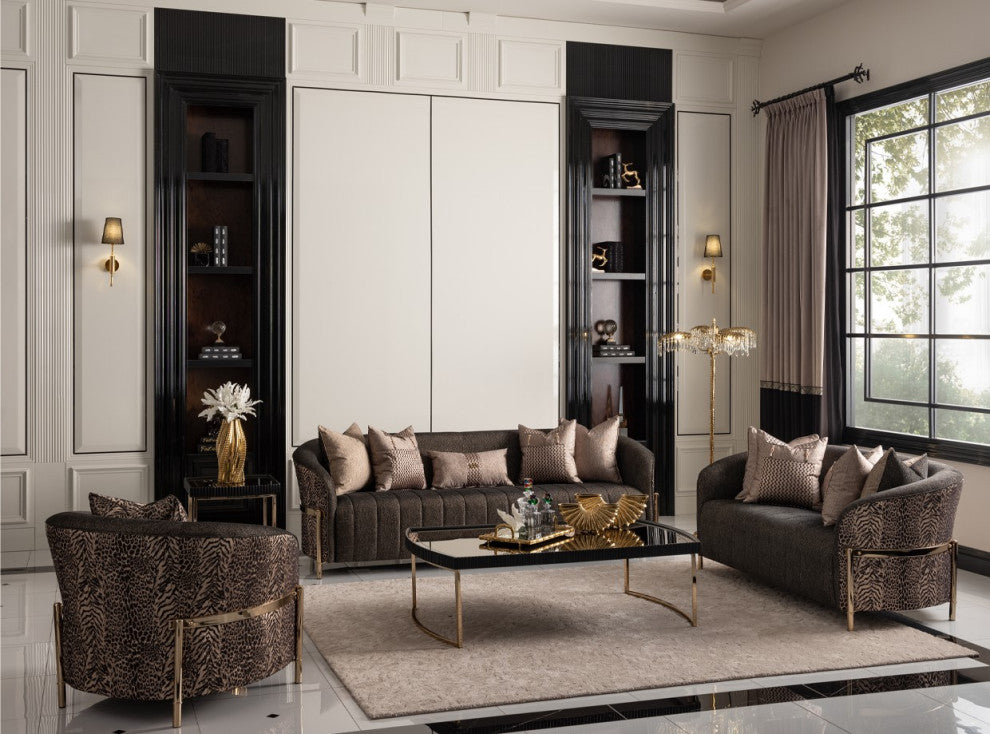 Lisbon Sofa, Onyx/Gold