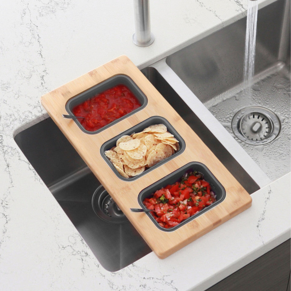 Over The Sink Serving Board With 3 Containers A-910