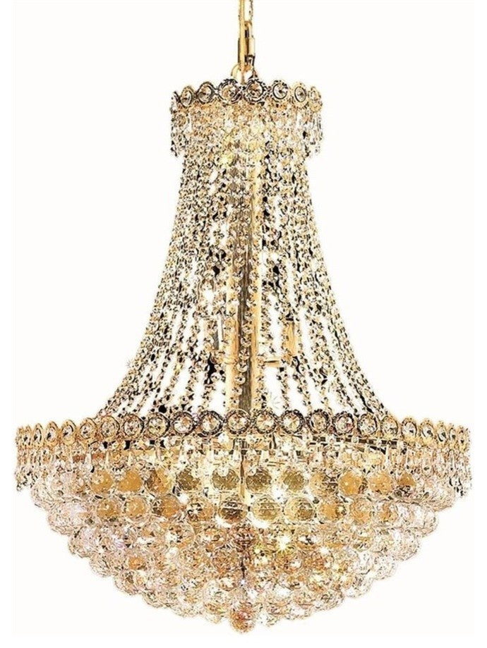 Elegant Century Dining Room Light, Gold Finish With Royal Cut Crystal