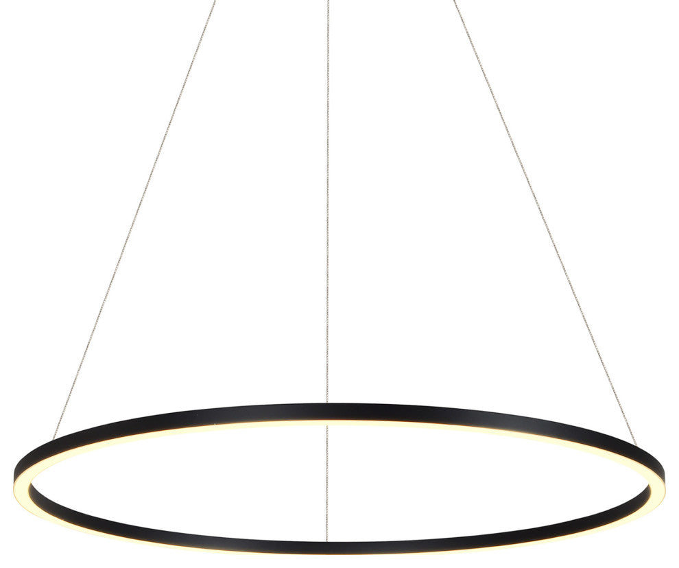 51" Tania LED Circular Chandelier, Adjustable Suspension Fixture, Black