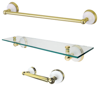 Kingston Brass 3-Piece Bathroom Accessory Set, Polished Brass