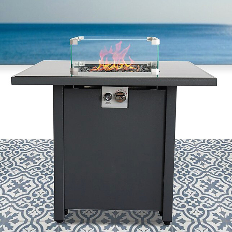Steel Outdoor Fire Pit Table With Lid, Gray