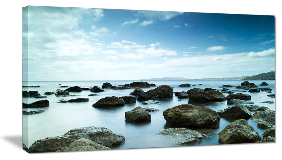 "Sleeping Sea Under Blue Sky" Landscape Canvas Photo Print, 40"x20"