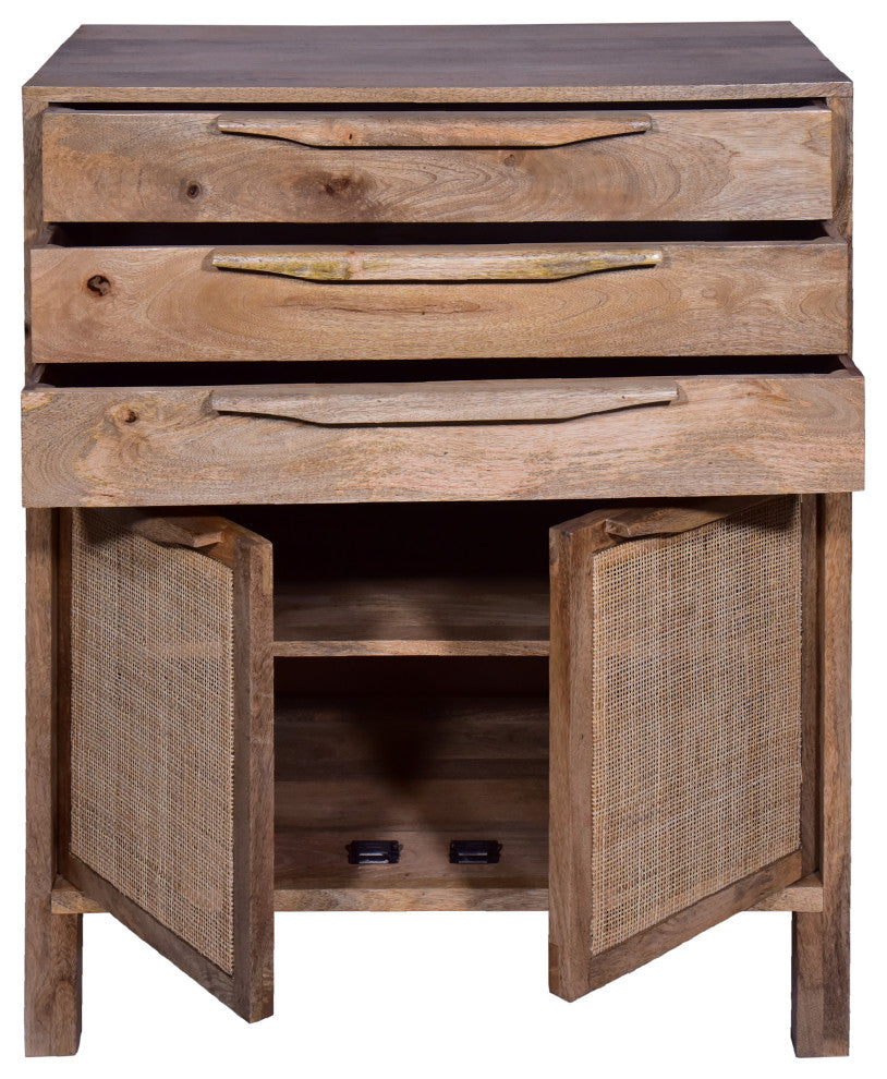 Benzara UPT-272543 Cottage Mango Wood Dresser Storage Cabinet, Natural Brown