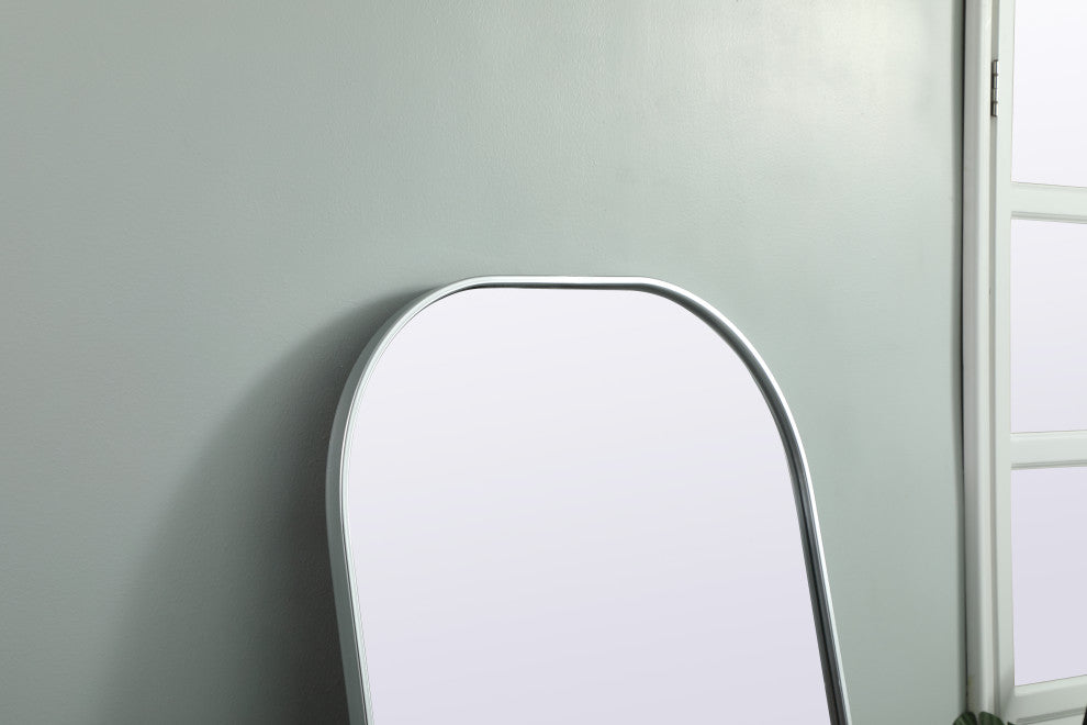 Metal Frame Arch Full Length Mirror 28X74 Inch, Silver