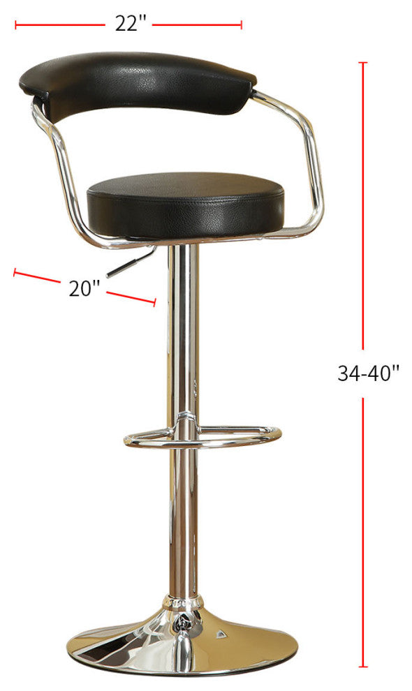 Set of 2 Black Faux Leather Bar Stools