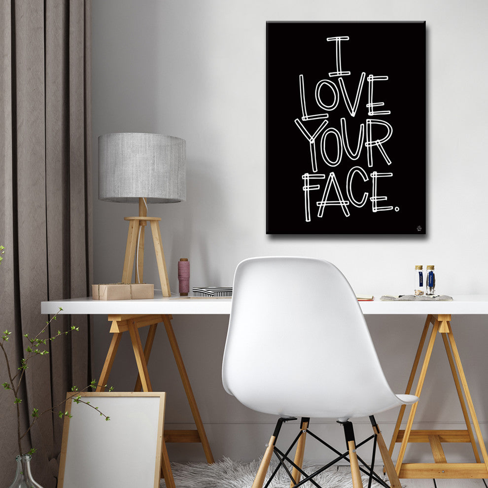 Ready2HangArt ''I Love Your Face'' by Ink Letter Love Canvas Art, 40"x30"