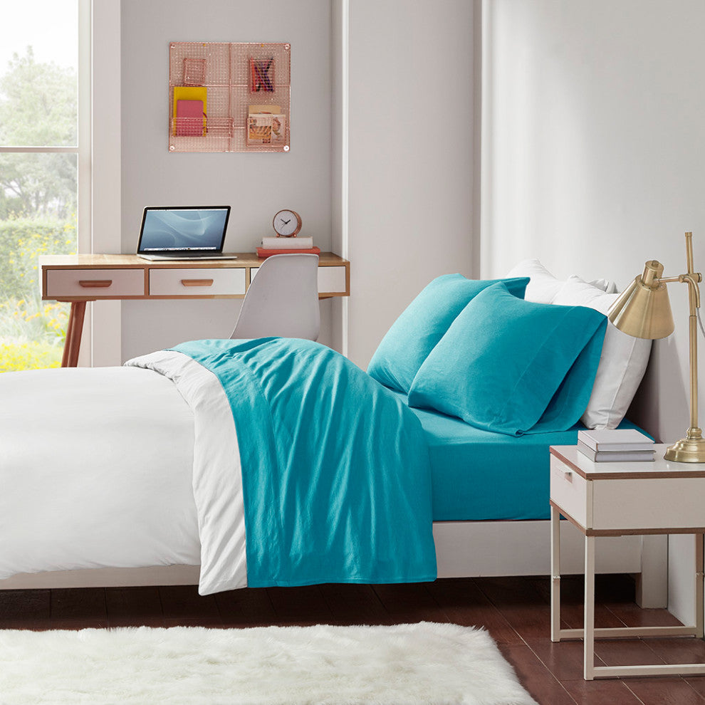 Intelligent Design Cotton Blend Jersey Knit All Season Sheet Set, Teal