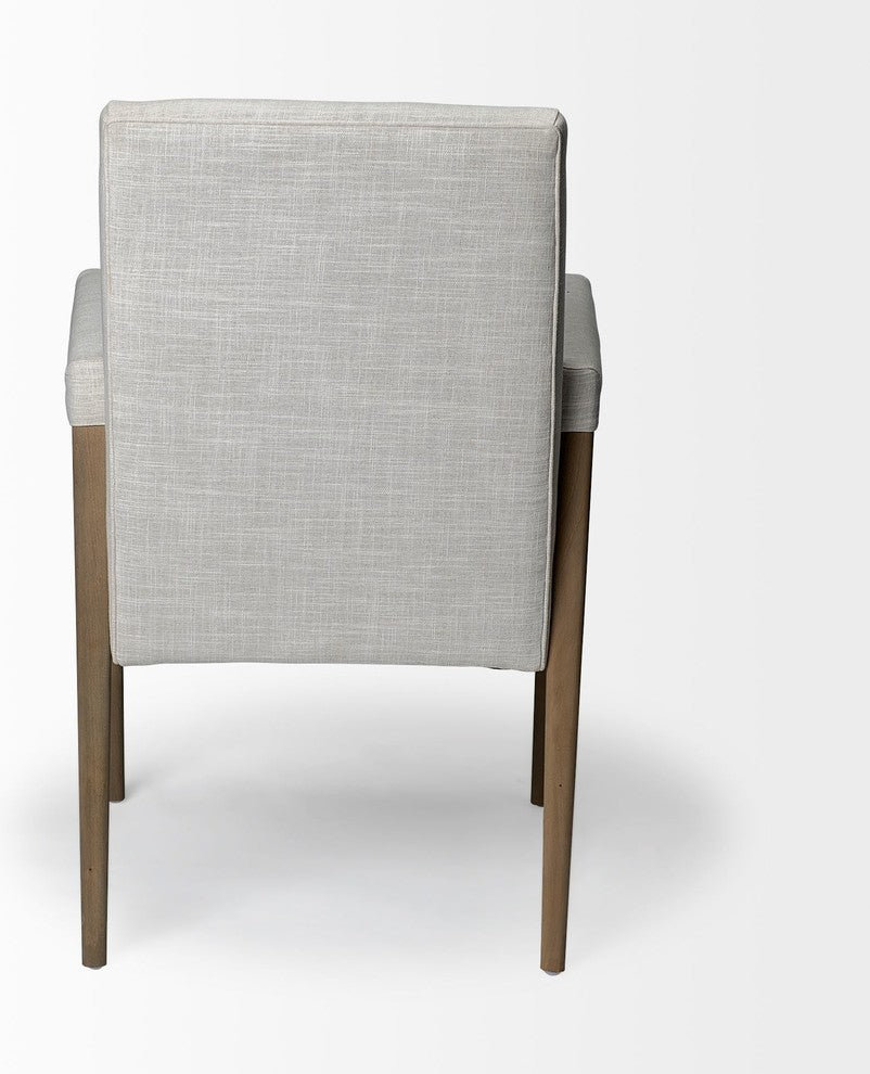 Palisades Cream Fabric Seat With Medium Brown Solid Wood Frame Dining Chair