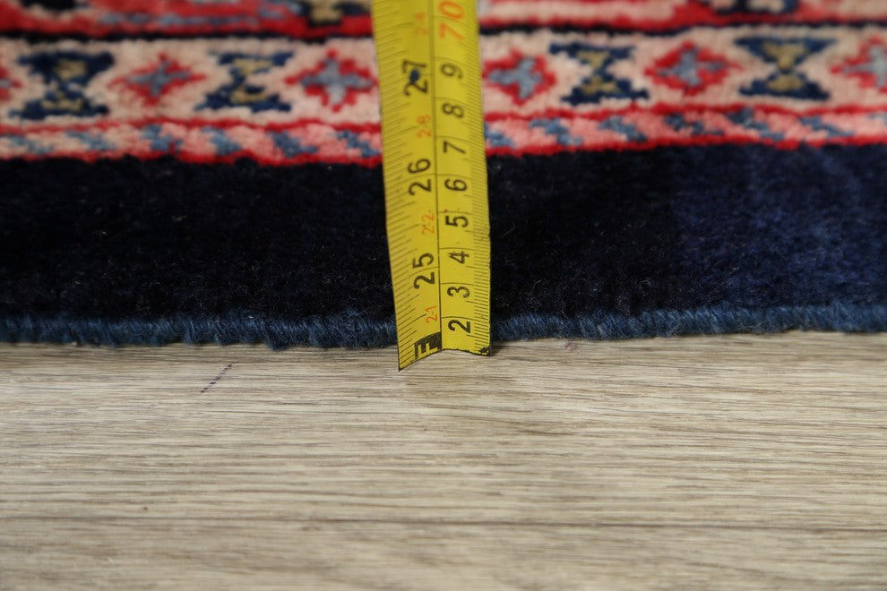 Consigned, Vintage Wool Handmade Persian Oriental Runner Rug, Blue, 13'6"X4'8"