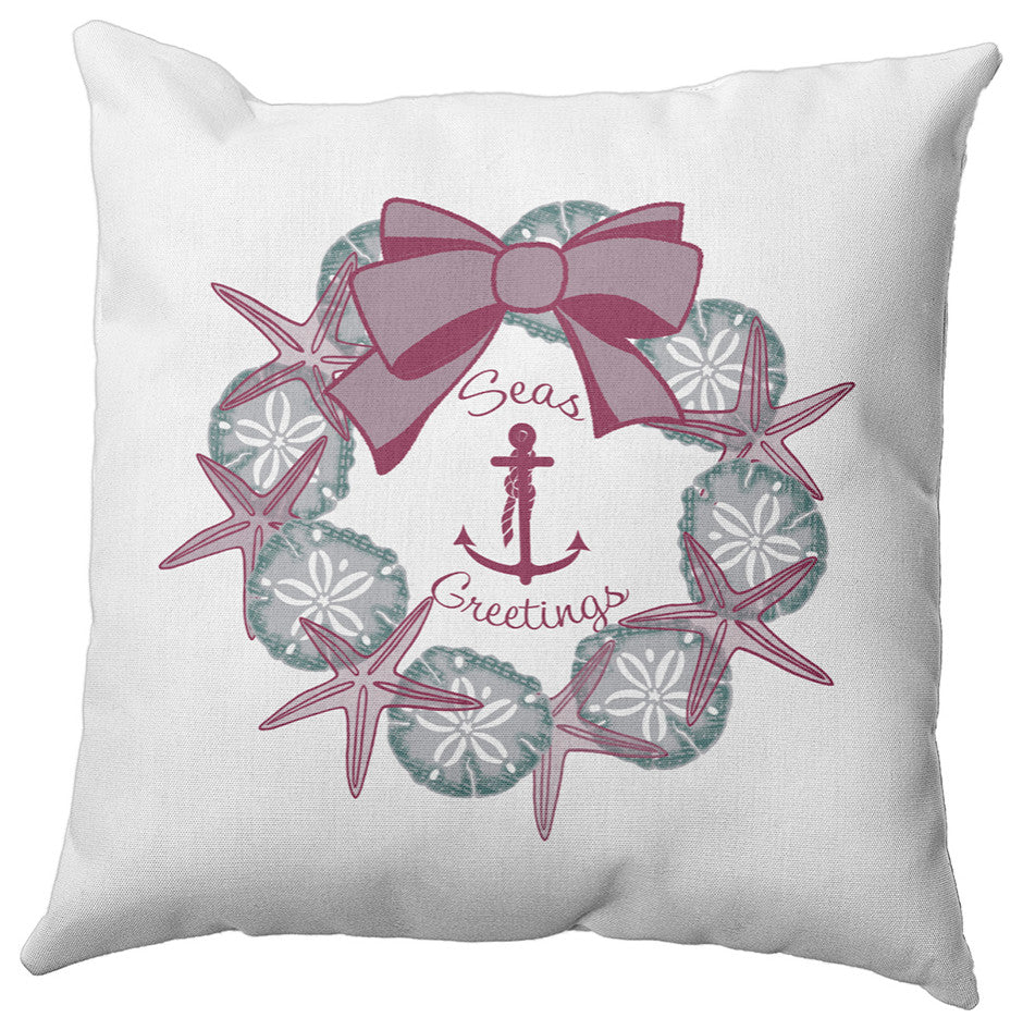Seas and Greetings Wreath Accent Pillow, Passion Flower, 20"x20"