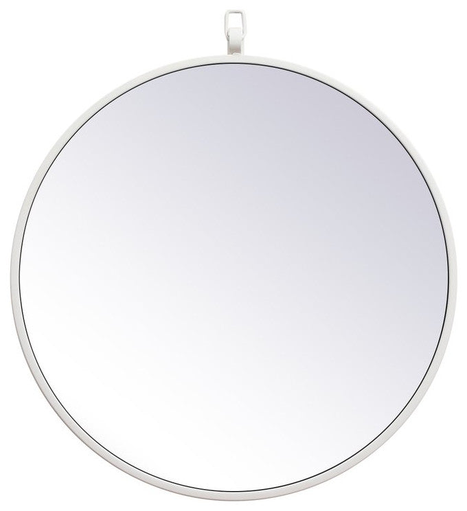 Elegant Decor MR4718WH Metal Frame Round Mirror,, Decorative Hook, 18"