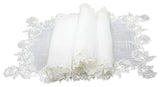 English Rose Lace Trim Table Runner, White, 16"x36"