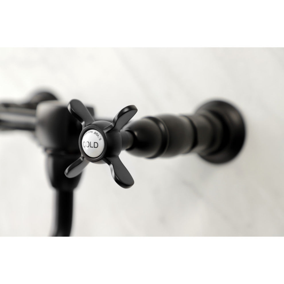Kingston Brass KS1210BEX Essex Wall Mount Bathroom Faucet, Matte Black