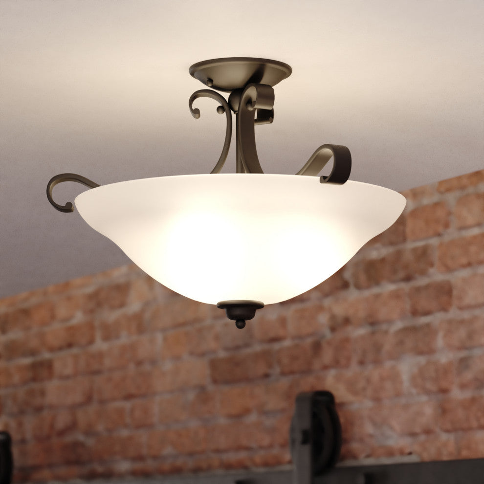 Monrovia 17" Semi-Flush Mount Ceiling Light, Oil Rubbed Bronze