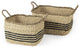 Set of Two Striped Wicker Storage Baskets