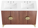 Daylight 48" Double Sink Bathroom Vanity, White Walnut