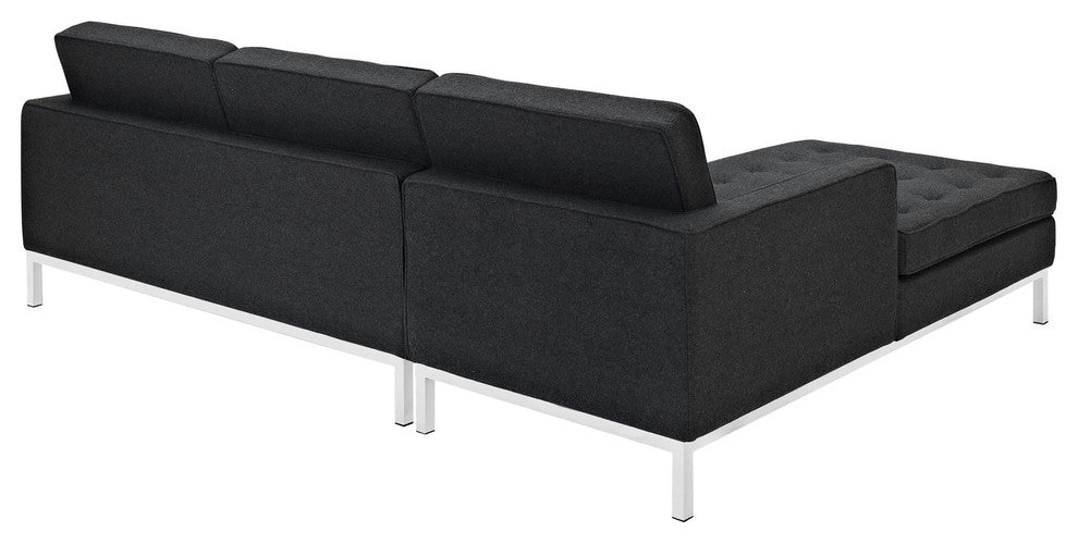 Modern Contemporary Living Room Wool Left Arm Sectional Sofa Dark Gray