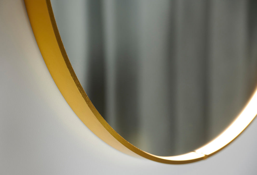 Solstice Round Wall LED Mirror, Gold
