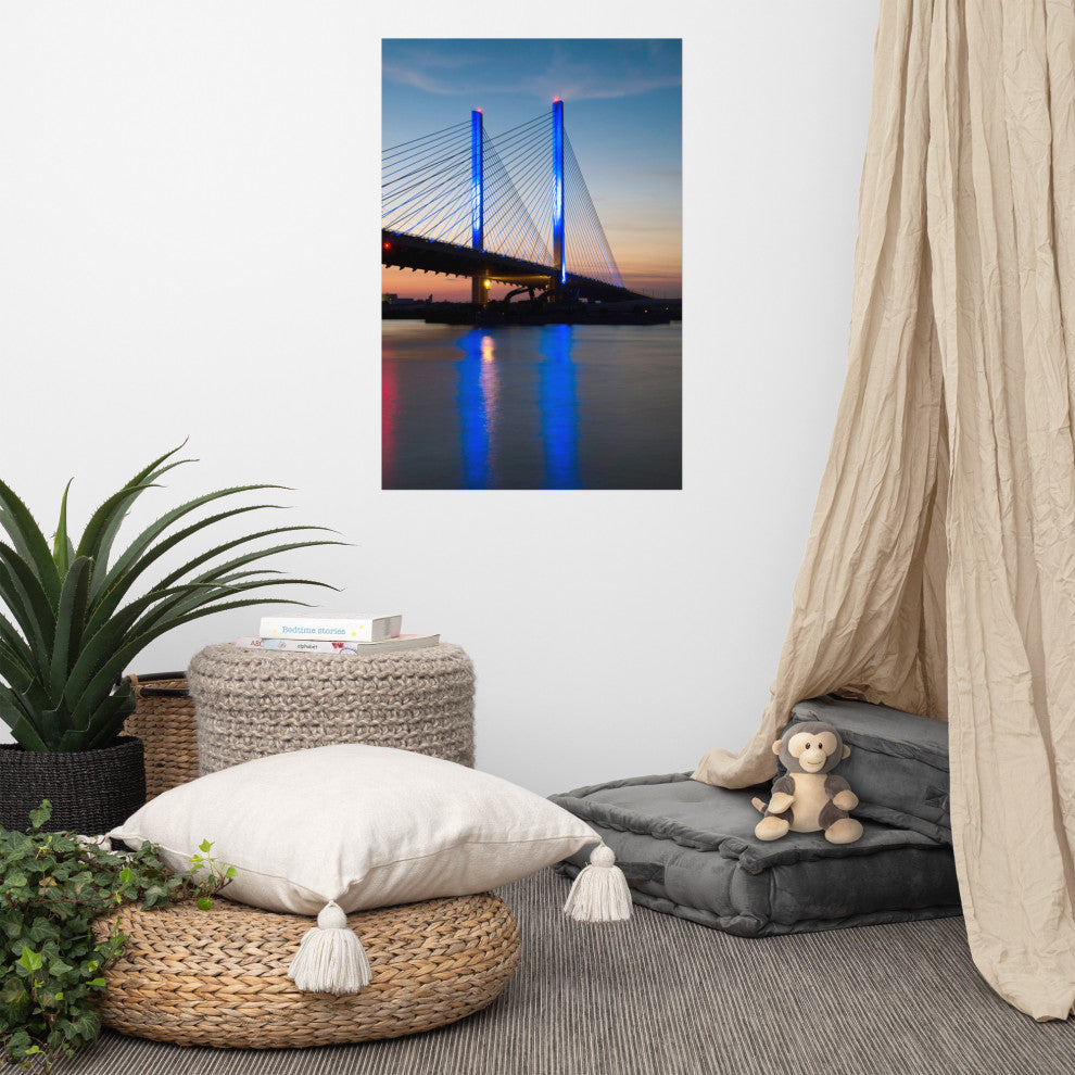Indian River Inlet Bridge 2 Night Photography Unframed Wall Art Print, 24" X 36"