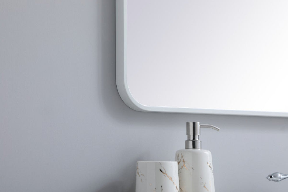 Elegant Decor MR802740WH Soft Corner Metal Rectangular Mirror, 27"x40"