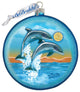 Hand Painted Scenic Glass Ornament Dolphins Fly