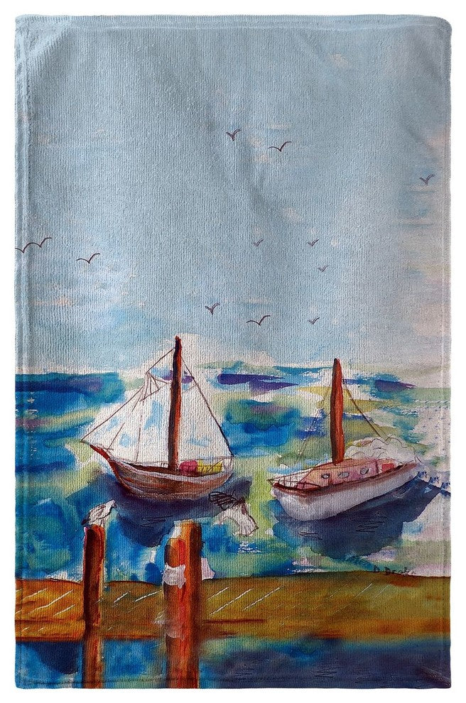 Betsy Drake Two Sailboats Beach Towel