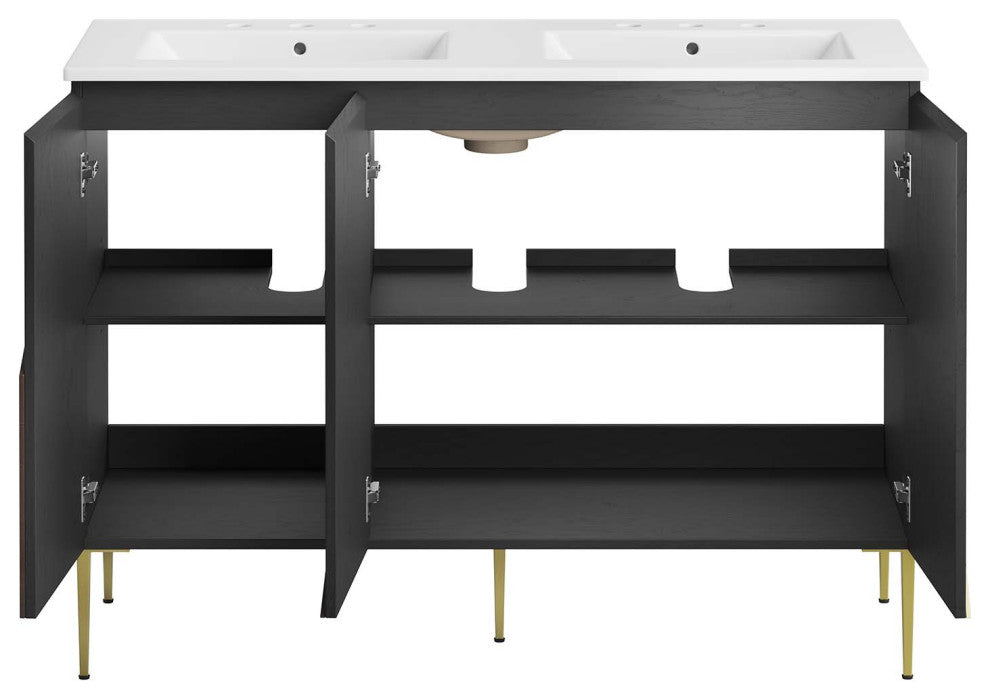 Alchemist 48" Double Sink Bathroom Vanity - White Black