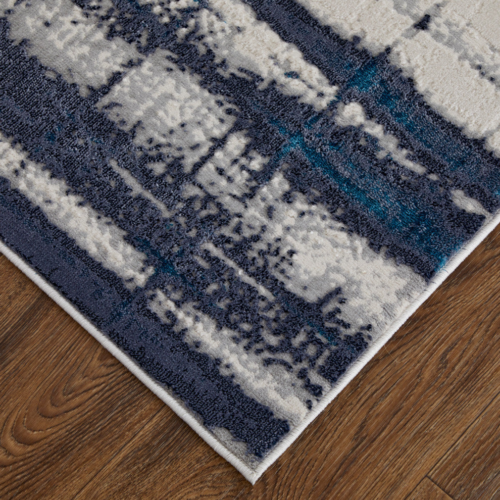 Weave & Wander Armada Dramatic Blue/Ivory Rug, 10'x13'2"