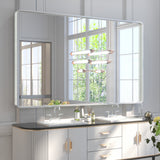 Metal Frame Decorative Rectangular Wall Mount Mirror, Sliver, 60"x36"
