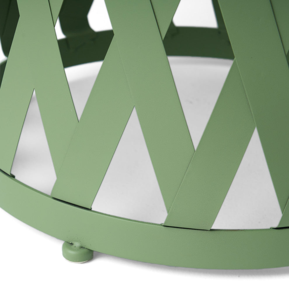 GDF Studio Ellen Outdoor Patio Iron Side Table, Matte Green, 14"