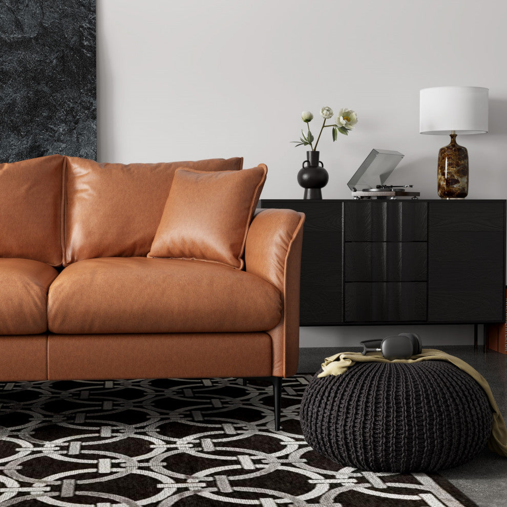 Valencia Jasper Italian Nappa 11000 Top Grain Leather Three Seats Sofas, Cognac