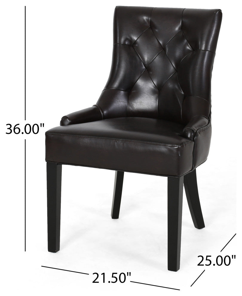 GDF Studio Stacy Bonded Leather Dining and Accent Chairs, Set of 2, Brown, Faux