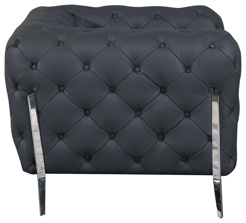 Angelica Italian Leather 2 Chair Set, Gray
