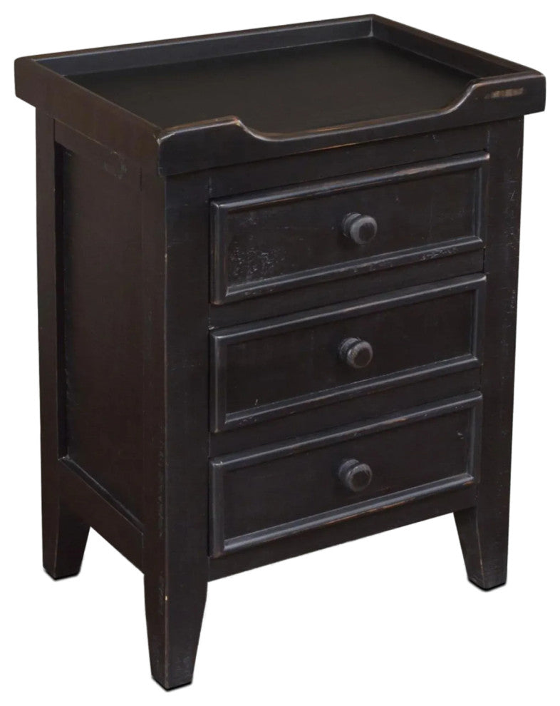 Landon 3 Drawer Tray Top Nightstand - Black